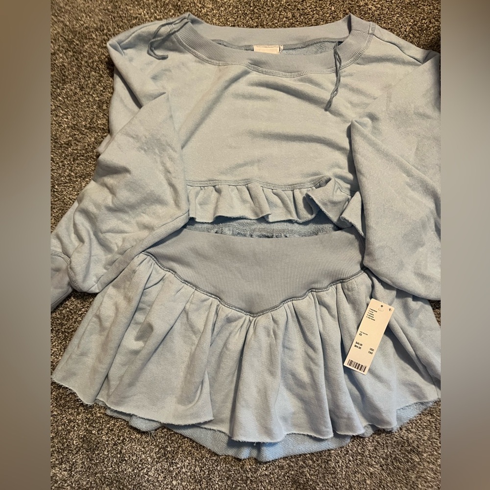 Urban Outfitters Lyra Ruffle Drop-Waist Mimi Skort Set in Light Blue XS NWT - Picture 9 of 10